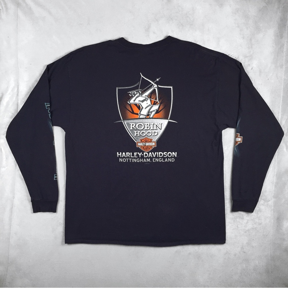 Harley Davidson Long Sleeve Graphic Shirt Navy Blue XXL 2XL Halloween Horror - Picture 8 of 16